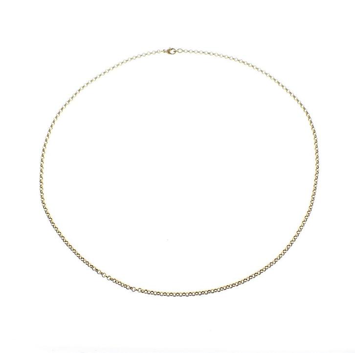 Gouden jasseron schakel ketting., Sieraden, Tassen en Uiterlijk, Kettingen, Overige kleuren, Gebruikt, Goud, Ophalen of Verzenden