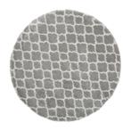 Vloerkleed rond 150 cm - grijs met wit - hoogpolig, Nieuw, Verzenden