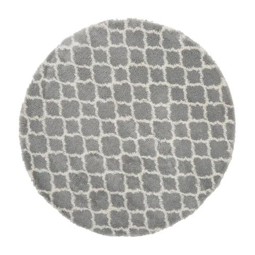 Vloerkleed rond 150 cm - grijs met wit - hoogpolig, Huis en Inrichting, Stoffering | Vloerbedekking, Verzenden