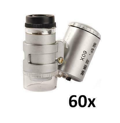 Nieuwe Pocket Microscoop 60x Led & UV Verlichting, Hobby en Vrije tijd, Vergrootglazen, Loepen en Loeplampen, Overige typen, Nieuw