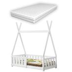 Kinderbed Tipi met uitvalbeveiliging en matras 70x140 cm wit, Huis en Inrichting, Slaapkamer | Matrassen en Bedbodems, Verzenden