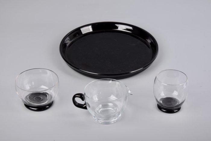 A.D. Copier - Kan (4) - Glas - kan, twee glazen en blad, Antiek en Kunst, Antiek | Glas en Kristal