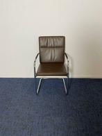 119 x Vergaderstoel Thonet S61, design, bruin leder, chroom, Gebruikt, Stoel