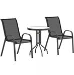 Outsunny Zwarte Terras Set – Bistroset (3-delige tuinset), Tuin en Terras, 2 zitplaatsen, Overige materialen, Verzenden, Nieuw