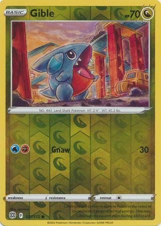 Gible  107/172 reverse holo Brilliant Stars, Hobby en Vrije tijd, Verzamelkaartspellen | Pokémon, Losse kaart, Nieuw, Foil, Ophalen of Verzenden