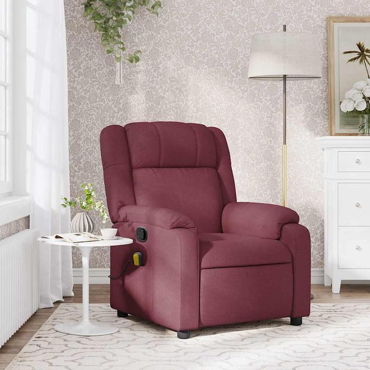 vidaXL Massagestoel verstelbaar stof wijnrood, Huis en Inrichting, Fauteuils, Nieuw, Verzenden