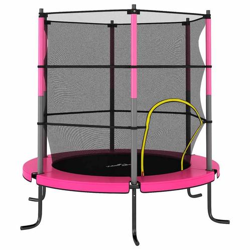 vidaXL Trampoline met veiligheidsnet rond 140x160 cm roze, Kinderen en Baby's, Speelgoed | Buiten | Trampolines, Nieuw, Verzenden