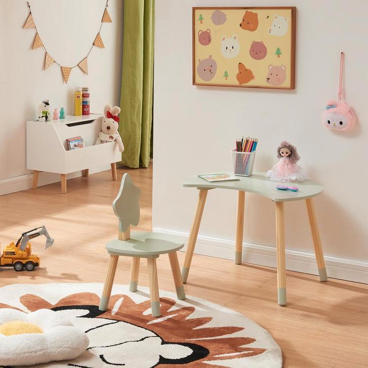 Kindertafelset Lallega met stoel mintgroen en naturel [en.ca, Kinderen en Baby's, Kinderkamer | Tafels en Stoelen, Verzenden