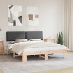 vidaXL Bedframe met Gevoerd Hoofdgedeelte Donkergrijs 200 x, Verzenden, Nieuw, Grijs, Hout