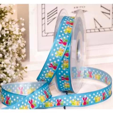 Lint blauwe paashaasjes - blue taffeta easter rabbit 15mm x, Huis en Inrichting, Woonaccessoires | Kunstplanten en Kunstbloemen
