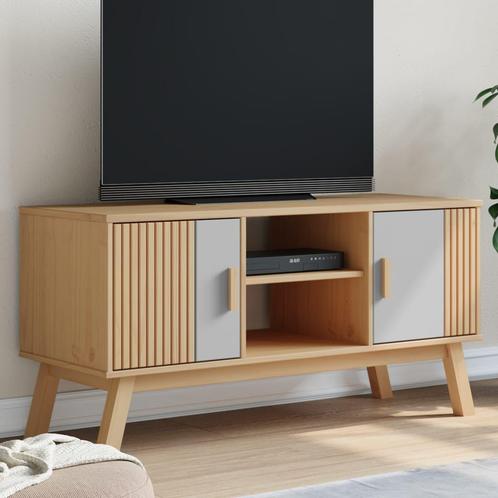vidaXL Tv-meubel OLDEN 114x43x57 cm grenenhout grijs en, Huis en Inrichting, Kasten | Televisiemeubels, Nieuw, Grenenhout, Verzenden