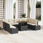 vidaXL Tuin Sofa Set met opslag 10 pcs Zwart Poly riet, Tuin en Terras, Verzenden, Nieuw, Rotan