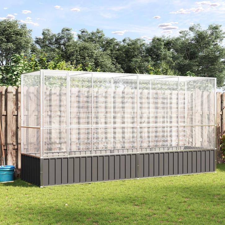 vidaXL Volière met verlengstuk 418,5x107x212 m staal, Dieren en Toebehoren, Overige Dieren-accessoires, Nieuw, Verzenden