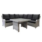 Bilbao hoek dining loungeset 4-delig wit grijs, Tuin en Terras, Tuinsets en Loungesets, Ophalen of Verzenden, Nieuw, Wicker