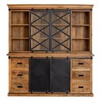 Buffetkast Mangohout Milan 260 X, Nieuw, 200 cm of meer, Industriële meubels, 25 tot 50 cm