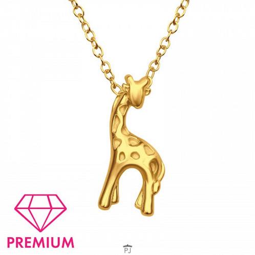Ketting Giraffe - 925 Sterling zilver - Gold plated, Sieraden, Tassen en Uiterlijk, Kettingen, Goud, Nieuw, Met hanger, Verstelbaar