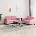 vidaXL 2-delige Loungeset fluweel roze, Huis en Inrichting, Banken | Bankstellen, Verzenden, Nieuw, Vierpersoons of meer, Stof