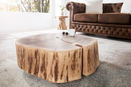 Boomstam salontafel GOA 60cm naturel acacia massief hout, Huis en Inrichting, Tafels | Salontafels, Ophalen of Verzenden