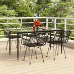vidaXL 5-delige Tuinset poly rattan zwart, 4 zitplaatsen, Nieuw, Tuinset, Verzenden