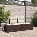 vidaXL Tuinbank 2-zits met opbergruimte en kussens poly, Tuin en Terras, Verzenden, Nieuw, Rotan