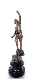 Beeld, French spelter LA FORCE figural statue. Circa