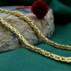 Gouden vierkante koningsschakel ketting | 80 cm, Sieraden, Tassen en Uiterlijk, Kettingen, Ophalen of Verzenden, Gebruikt, Overige kleuren