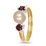 Ring - 18 karaat Geel goud, Witgoud - 0.30ct. tw. Granaat -, Nieuw