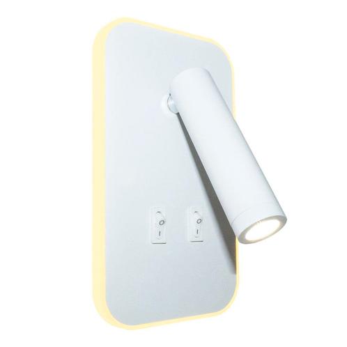 LED Wandlamp - Bedlamp | 2 standen | 6W + 3W | Wit, Huis en Inrichting, Lampen | Wandlampen, Nieuw, Metaal, Ophalen of Verzenden