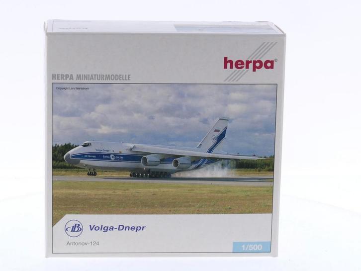 Schaal 1:500 Herpa 510776 Volga-Dnepr Antonov An-124 Reg...., Hobby en Vrije tijd, Modelbouw | Vliegtuigen en Helikopters, Zo goed als nieuw