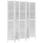 Wit Kamerscherm - 5 Panelen Hout - Tweedekansje, Ophalen of Verzenden, Nieuw