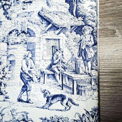 Meubelstof - 250 cm - 280 cm - Toile de Jouy blauw, Antiek en Kunst, Antiek | Kleden en Textiel