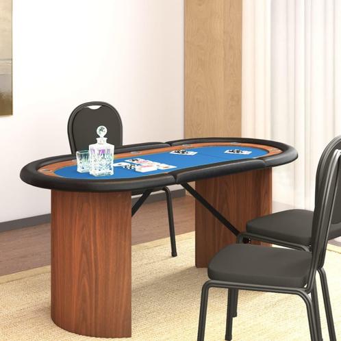 vidaXL Pokertafel voor 10 spelers 160x80x75 cm blauw, Huis en Inrichting, Tafelonderdelen, Nieuw, Verzenden