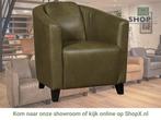 Leren fauteuil Press - Granada Moss (olijf/groen) - Poten, Huis en Inrichting, Fauteuils, Nieuw, Ophalen of Verzenden, Eigentijds, Klassiek, Retro, Romantisch, Vintage