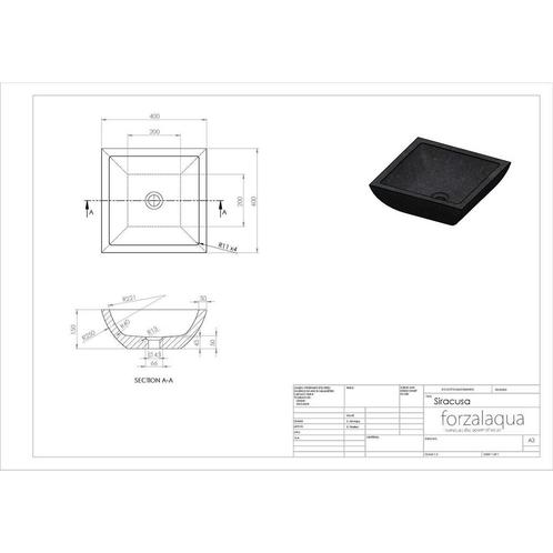 Waskom Forzalaqua Siracusa Graniet Gezoet 40x15 cm, Doe-het-zelf en Verbouw, Sanitair, Ophalen of Verzenden