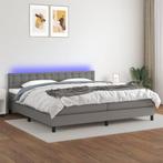 vidaXL Boxspring met matras en LED stof donkergrijs 200x200, Huis en Inrichting, Verzenden, Overige maten, 200 cm, Nieuw