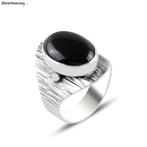 Zilveren ovale zwarte onyx steen ring, Sieraden, Tassen en Uiterlijk, Ringen, Verzenden, Nieuw, Zilver