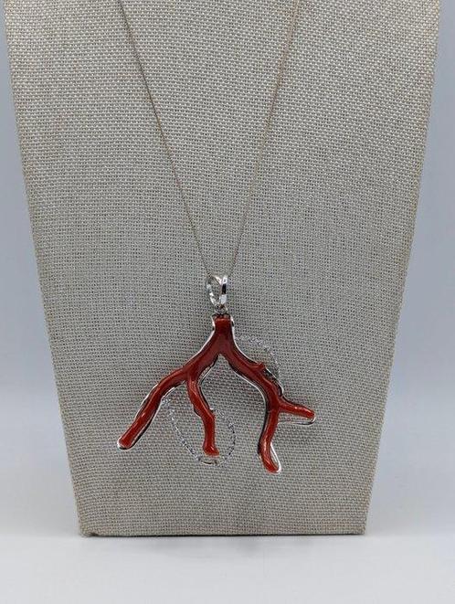 Zonder Minimumprijs - Hanger Zilver Koraal - Saffier, Sieraden, Tassen en Uiterlijk, Antieke sieraden