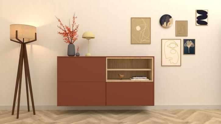 By Jong | Fenix Rosso Namib Natural Oak zwevend dressoir, Huis en Inrichting, Kasten | Dressoirs, 200 cm of meer, 25 tot 50 cm