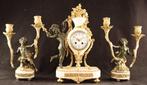Klok en garnituur set (3) - Brons, Marmer - 1850-1900, Antiek en Kunst