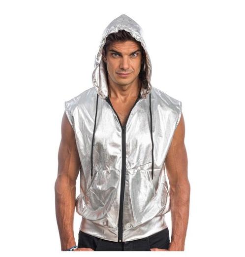 Zilveren Mouwloze Jas Met Capuchon, Kleding | Heren, Carnavalskleding en Feestkleding, Nieuw, Ophalen of Verzenden
