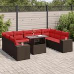 vidaXL 10-delige Loungeset met kussens poly rattan acacia, Tuin en Terras, Tuinsets en Loungesets, Verzenden, Nieuw, Rotan, Loungeset