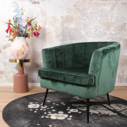 Norah fauteuil velvet donkergroen, Huis en Inrichting, Stoelen, Nieuw, Ophalen of Verzenden