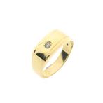 Gouden zegelring met zirconia | Heren (vintage, heren ring), Gebruikt, Overige kleuren, 20 of groter, Heer
