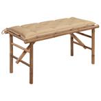 vidaXL Tuinbank inklapbaar met kussen 118 cm bamboe, Tuin en Terras, Tuinbanken, Verzenden, Nieuw, Hout