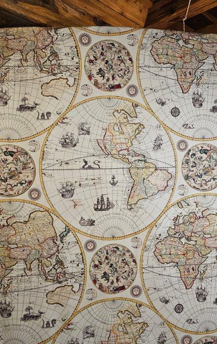 Nieuw ontwerp! Stoffen met exclusieve oude cartografische, Antiek en Kunst, Antiek | Kleden en Textiel