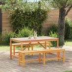 vidaXL 3-delige Tuin Eetset van Massief Acaciahout, Verzenden, Nieuw, Hout