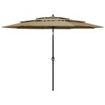 3-laags Parasol 3m Taupe - OP = OP - Zomerklaar!, Ophalen of Verzenden, Nieuw, 2 tot 3 meter, Stokparasol