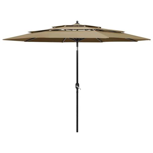 3-laags Parasol 3m Taupe - OP = OP - Zomerklaar!, Tuin en Terras, Parasols, 2 tot 3 meter, Nieuw, Stokparasol, Ophalen of Verzenden