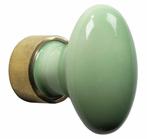 Meubelknop ovaal porselein 33mm messing ongelakt/appelgroen, Ophalen of Verzenden, Nieuw