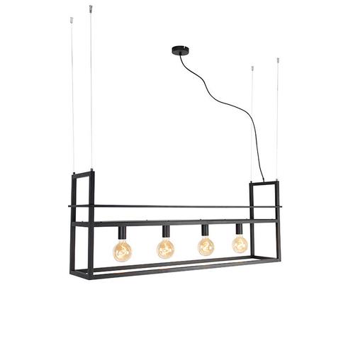 Smart hanglamp zwart met rek large 4-lichts incl. Wifi G95 -, Huis en Inrichting, Lampen | Hanglampen, Nieuw, Overige materialen